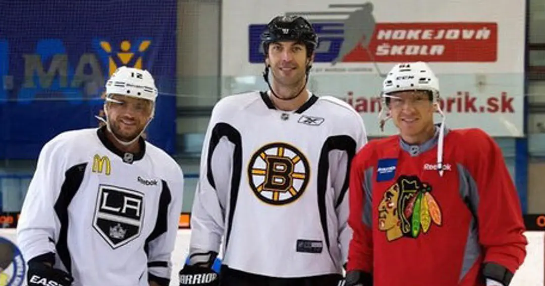 Marián Gáborík (LA King), Zdeno Chára (Boston Bruins) a Marián Hossa (Chicago). 