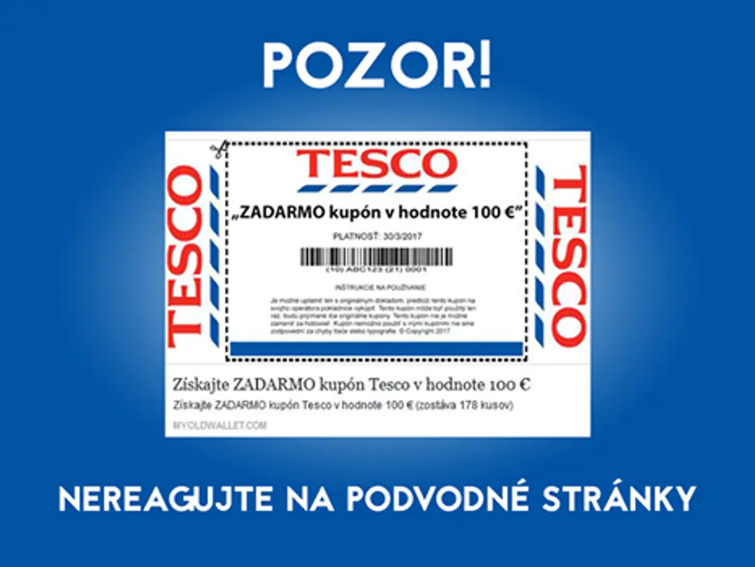 Falošné kupóny do Tesca.