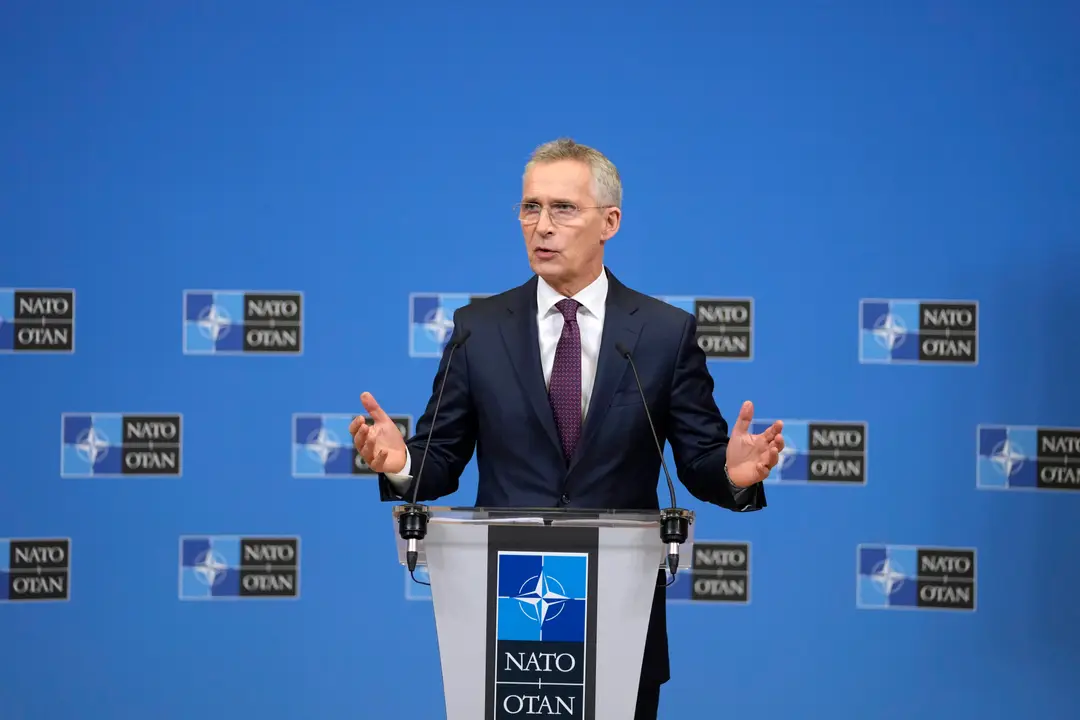 Na snímke generálny tajomník NATO Jens Stoltenberg reční počas výročnej správy o stave Aliancie.
