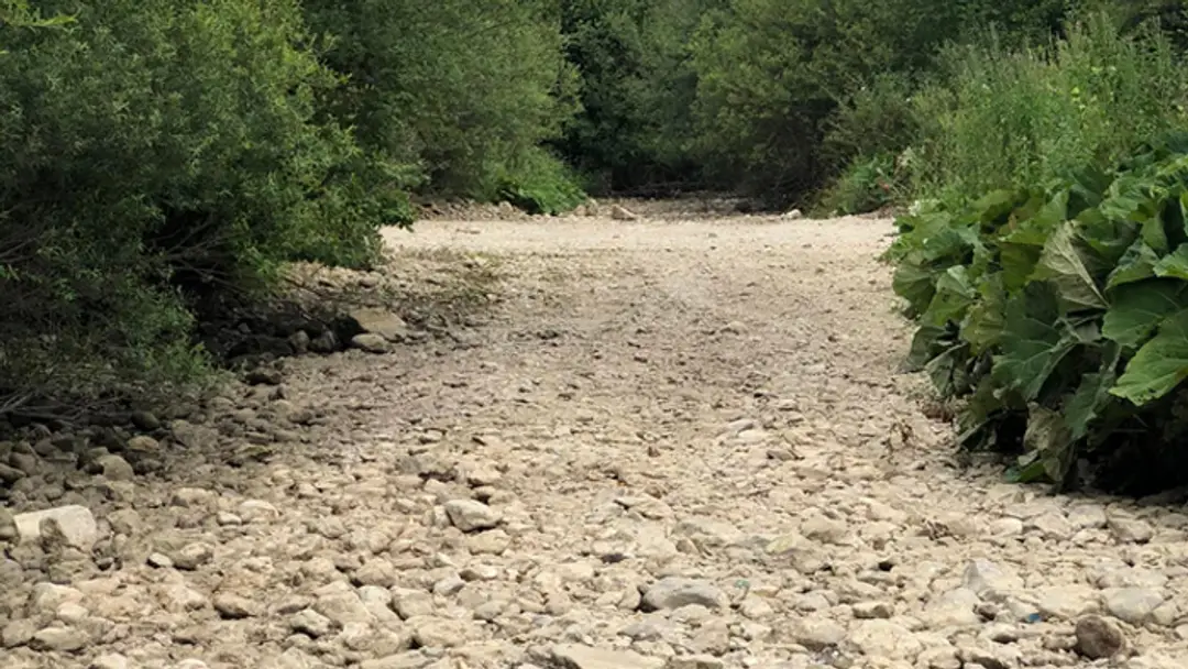 Vyschnutá rieka Rajčanka.