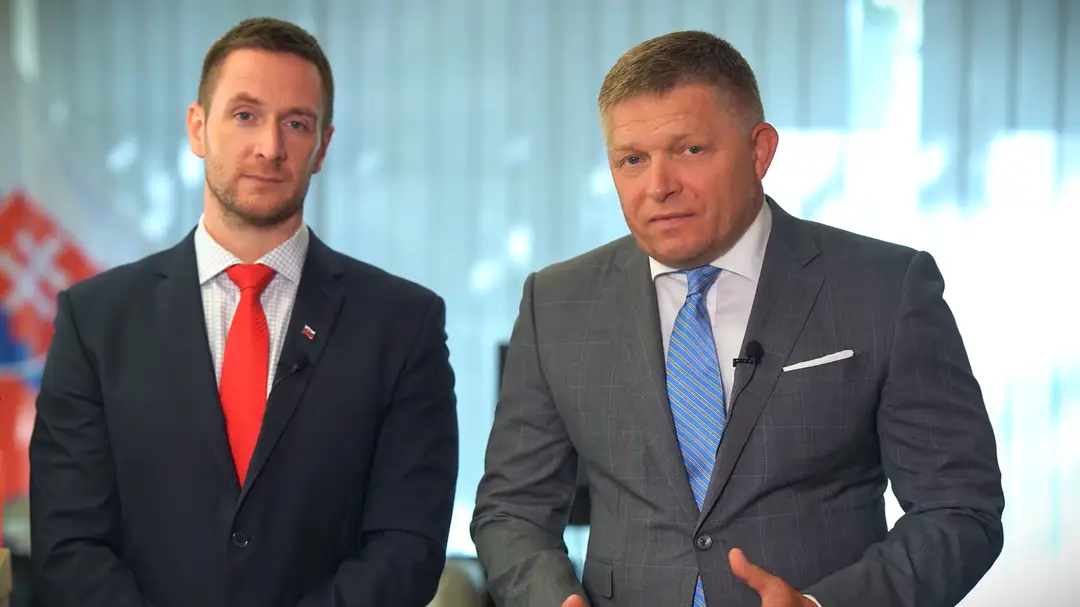 Milan Uhrík a Robert Fico. 