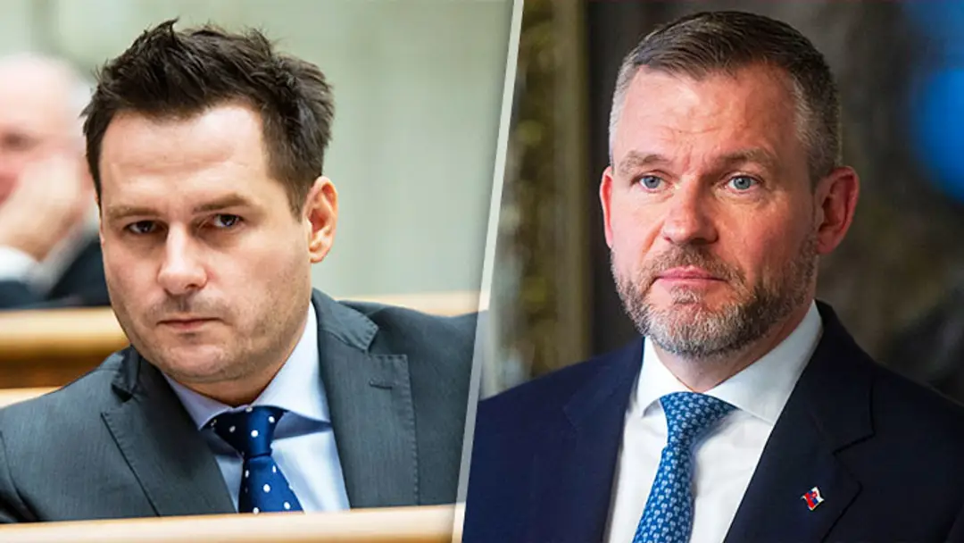 Na snímke poslanec Hlasu Peter Náhlik a novozvolený prezident Peter Pellegrini.