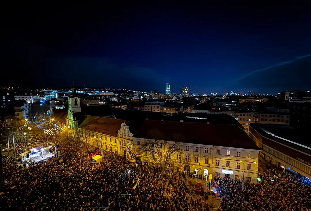 Opozičné protesty v Bratislave.