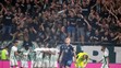 Futbalisti Ferencvárosu sa tešia po strelení gólu počas úvodného zápasu 2. predkola LM proti Slovanu Bratislava.