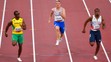 Ján Volko, Jamajčan Yohan Blake (vľavo) a Brit Chjindu Ujah počas rozbehu na 100 metrov.
