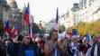 Na snímke účastníci demonštrácie s názvom Nenásilná revolúcia - Česká republika na 1. mieste, na ktorej ľudia protestujú proti vláde českého premiéra Petra Fialu.