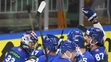 Slovenskí hokejisti sa tešia z víťazstva 4:1 po zápase s Nórskom na MS 2023.