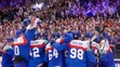 Slováci oslavujú víťazstvo nad USA na MS 2024.