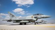 Viacúčelové stíhacie lietadlo Eurofighter Typhoon, ktoré patrí do spoločnej katarsko-britskej letky.