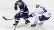 Slovanista Ľubomír Višňovský a Alexandre Bolduc HC Slovan Bratislava - Medveščak Záhreb.