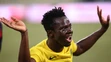Na snímke futbalista Žiliny Henry Addo sa teší z gólu