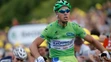 Peter Sagan víťazí 6. júla 2012 pred Nemcom Andre Greipelom v 6. etape Tour de France na trati z Epernay do Metzu. 