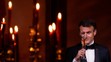 Francuzsky prezident Emmanuel Macron počas prípitku na slávnostnej večeri v Bielom dome.