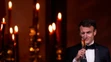 Francuzsky prezident Emmanuel Macron počas prípitku na slávnostnej večeri v Bielom dome.