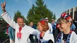 Na snímke slovenskí fanúšikovia pred zápasom B-skupiny hokejových MS Slovensko - Kanada v Petrohrade.