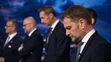 Účastníci predvolebnej diskusie, v popredí Igor Matovič (OĽANO a priatelia)