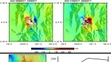 Údaje z technológie InSAR zo stúpajúcich a klesajúcich obežných dráh, ktoré zachytávajú deformáciu povrchu súvisiacu s jadrovým testom z roku 2017.