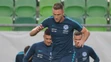 Tréning slovenských futbalistov v Budapešti.