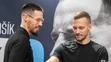 Na snímke zľava bývalý slovenský futbalista Marek Hamšík a slovenský futbalista Lukáš Haraslín.