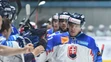 Marcel Haščák sa teší zo svojho gólu v príprave pred MS 2018 proti Francúzsku.
