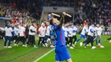 Juraj Kucka (Slovensko) oslavuje postup na ME 2024 po zápase s Islandom.