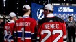Filip Mešár, Juraj Slafkovský a Šimon Nemec počas draftu do NHL.
