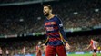 Gerard Piqué (FC Barcelona) gestikuluje s postranným rozhodcom v odvete Superpohára proti Athleticu Bilbao.
