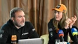 Petra Vlhová a jej manažér Richard Galovič (vľavo) počas mediálneho brunchu.