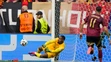 Gólman Francúzska Mike Maignan chytá loptu po strele Belgicka v osemfinále ME 2024.