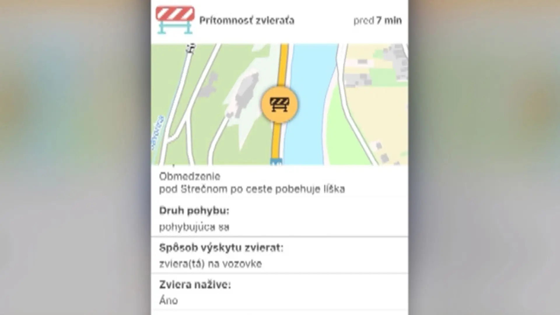 Takto vyzerá, keď nahlásite informáciu do Národného centra dopravných informácií.