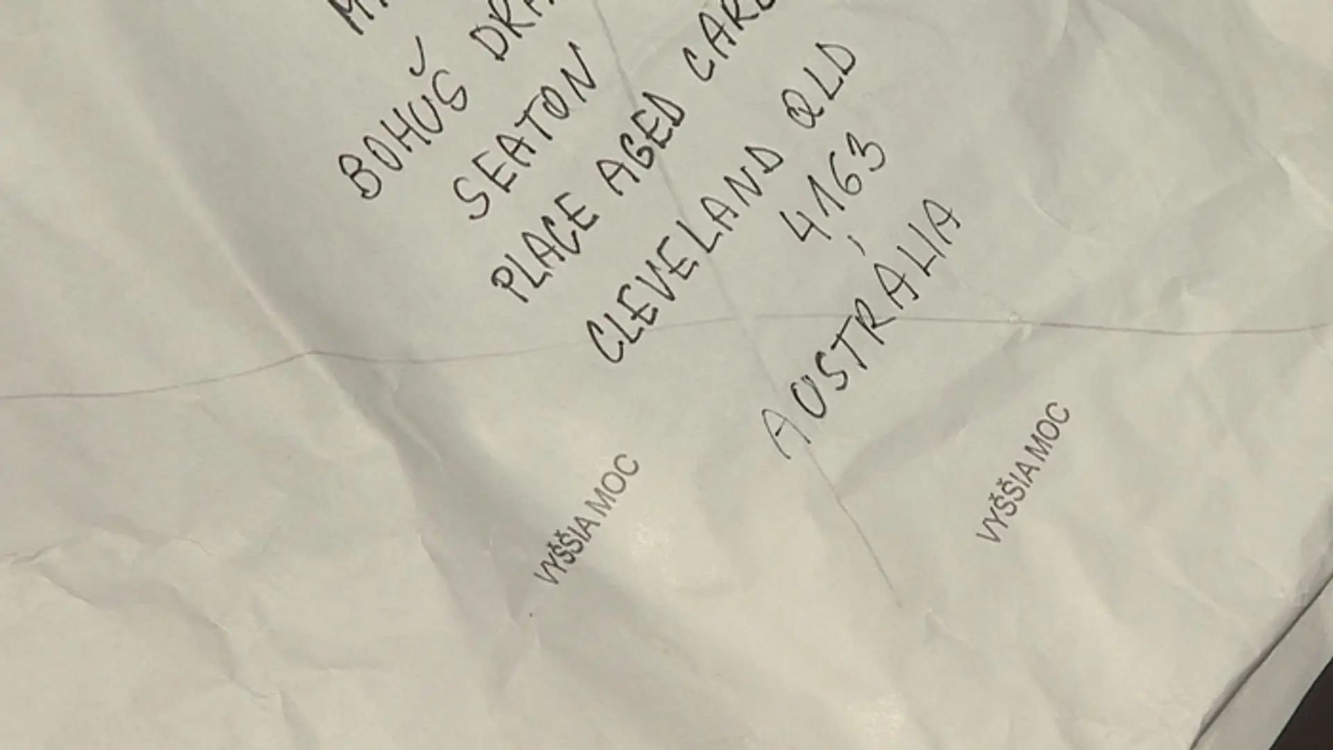 Vrátený list s čudným razítkom. 