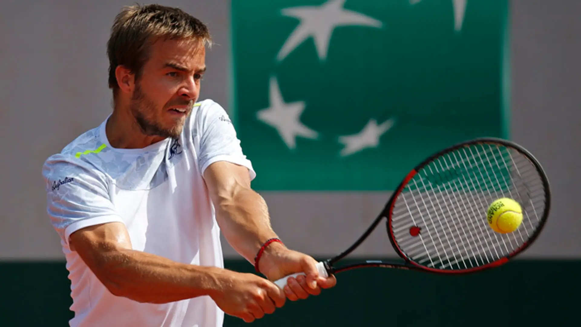 Andrej Martin v zápase 3. kola dvojhry mužov na Roland Garros.