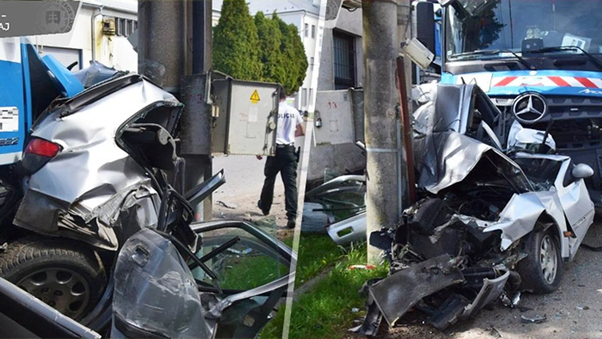 Smetiarske auto zdemolovalo osobné vozidlo