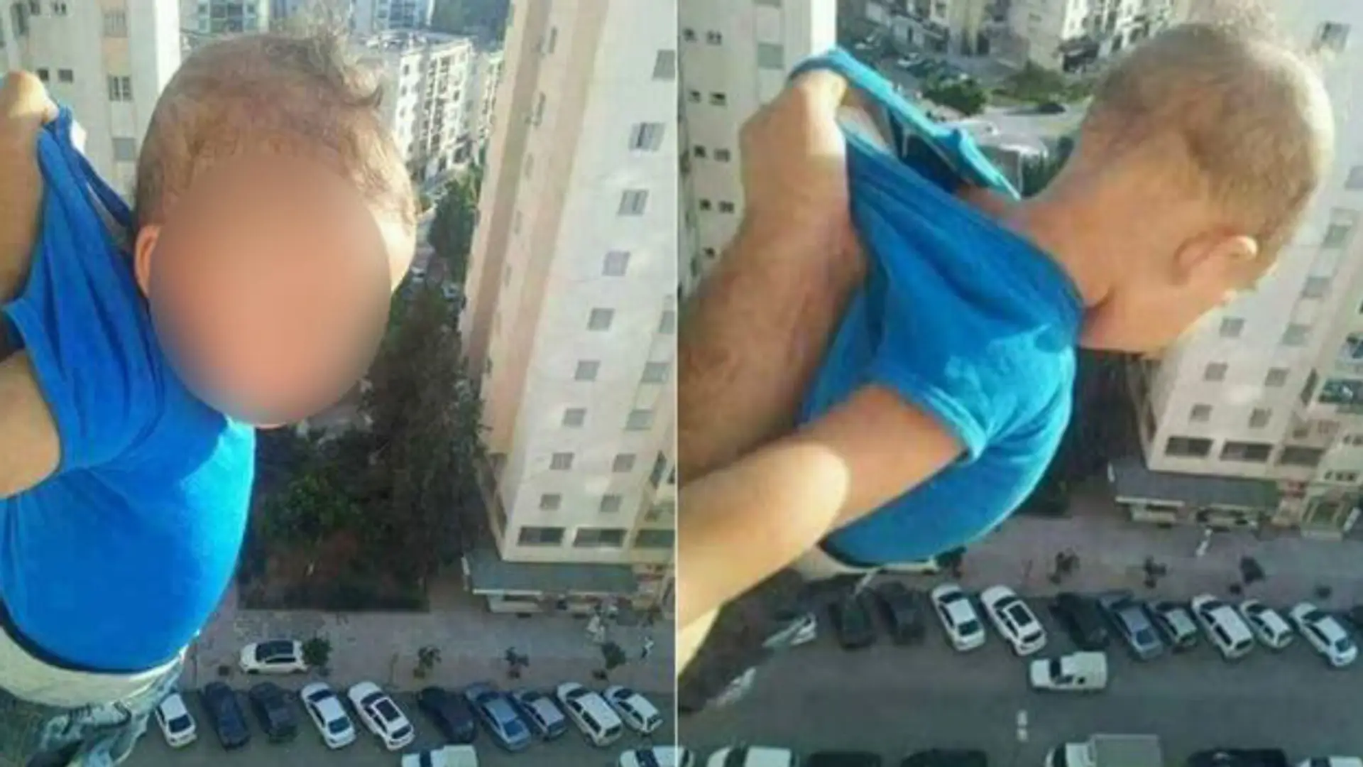 Dieťa viselo z balkóna z 15. poschodia. 