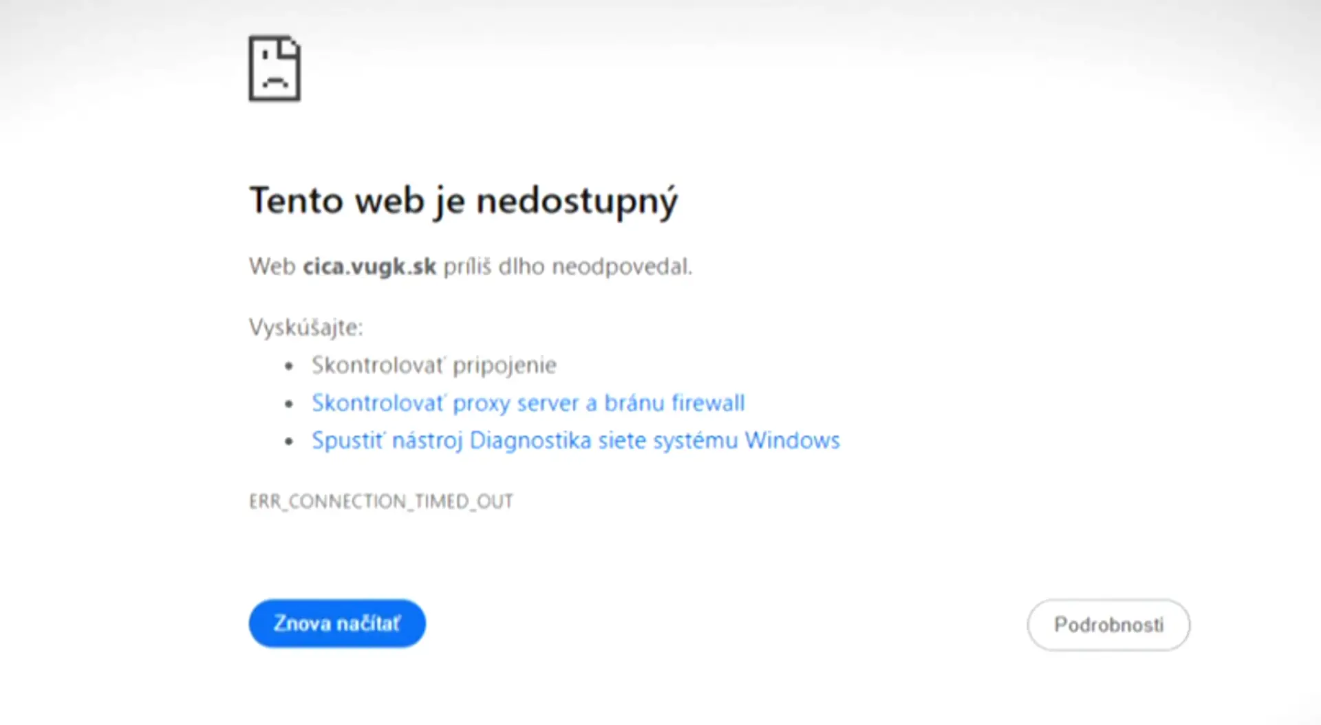 Nedostupná stránka katastra.