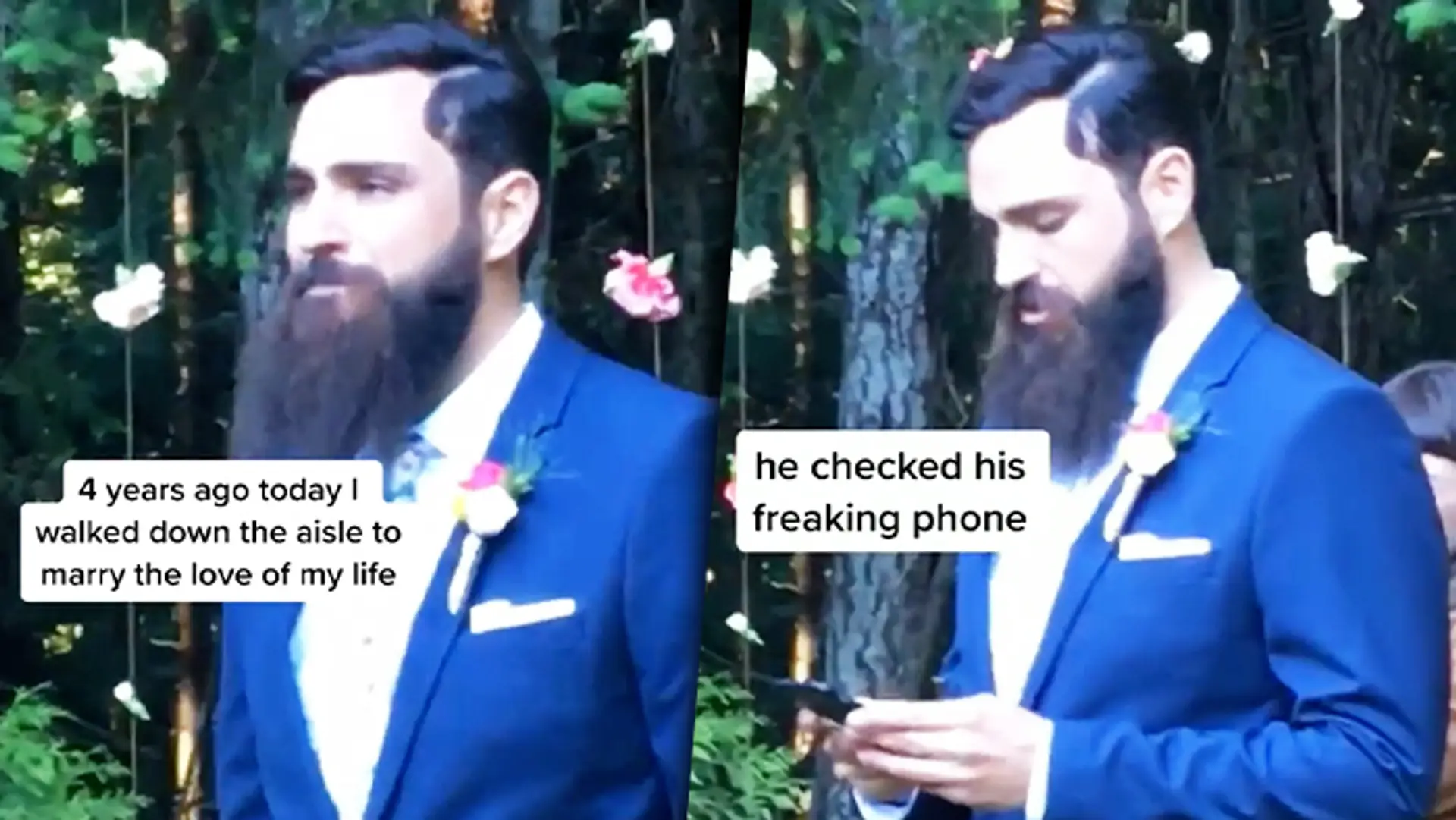 Ženích si pri príchode nevesty prezeral mobilný telefón