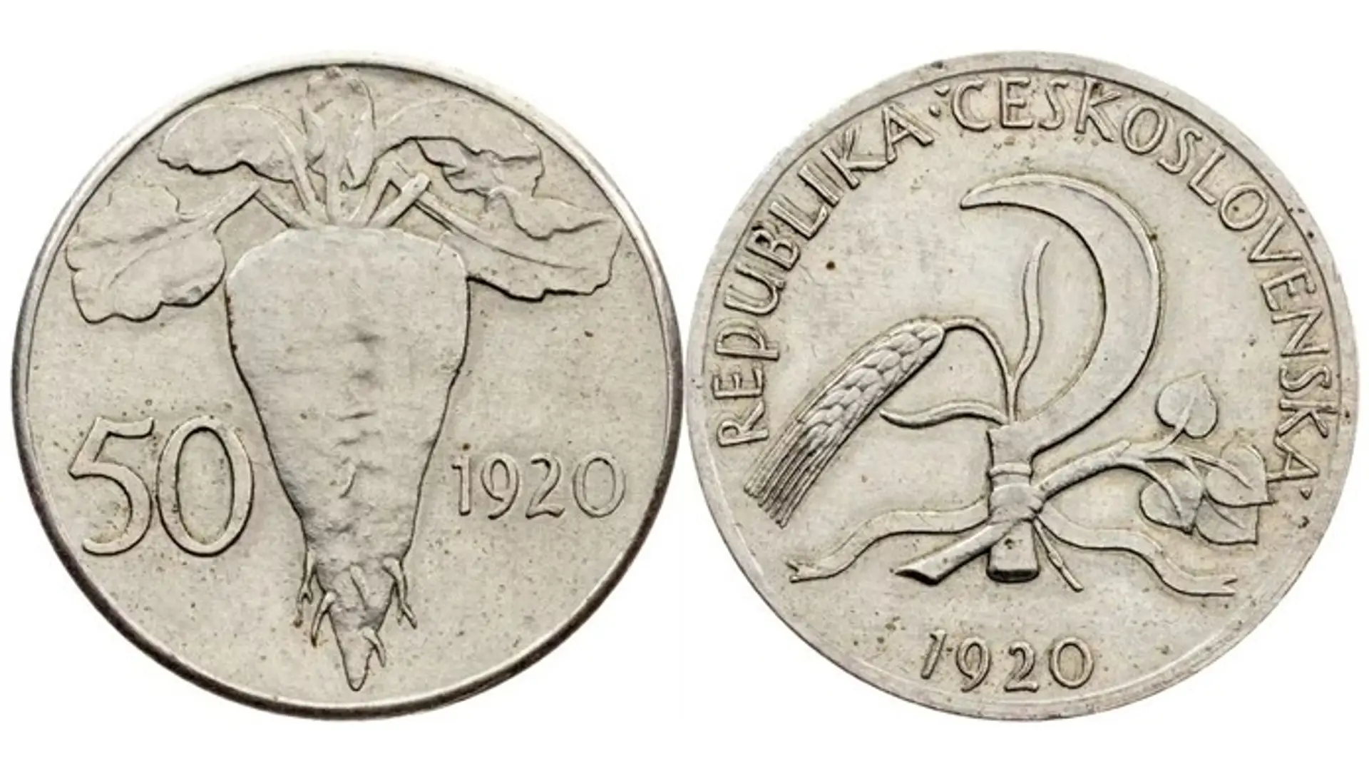 Skúšobná razba československej mince z roku 1920