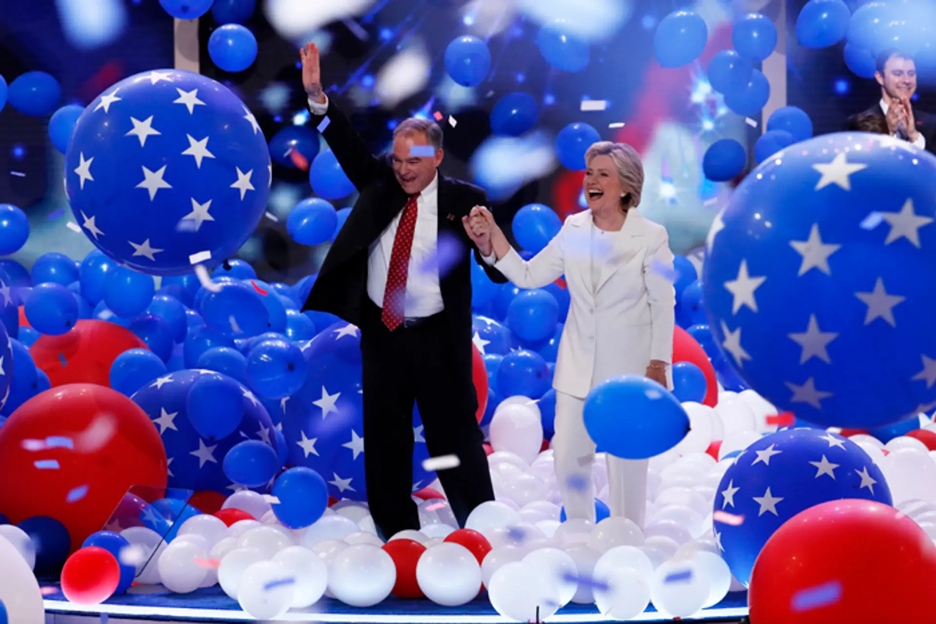Demokratická kandidátka na prezidentku Hillary Clintonová a nominovaný viceprezident Tim Kaine.