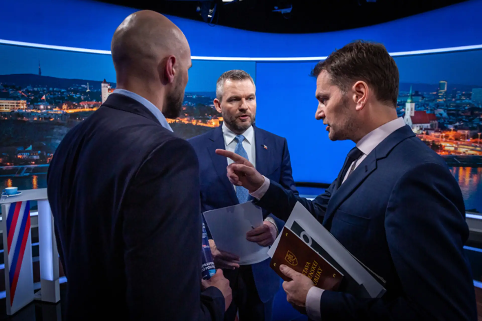 Peter Pellegrini a Andrej Kiska v predvolebnej debate na TV Markíza.