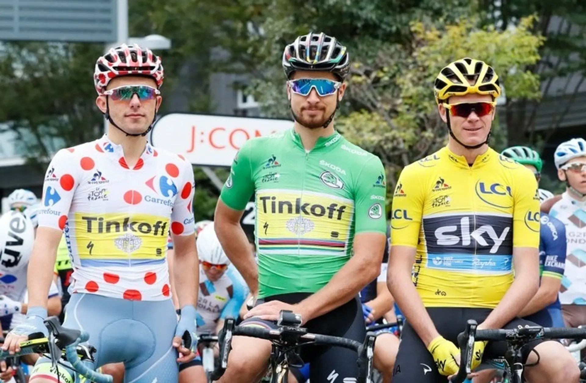 Rafal Majka, Pater Sagan a Chris Froome počas TdF 2016.