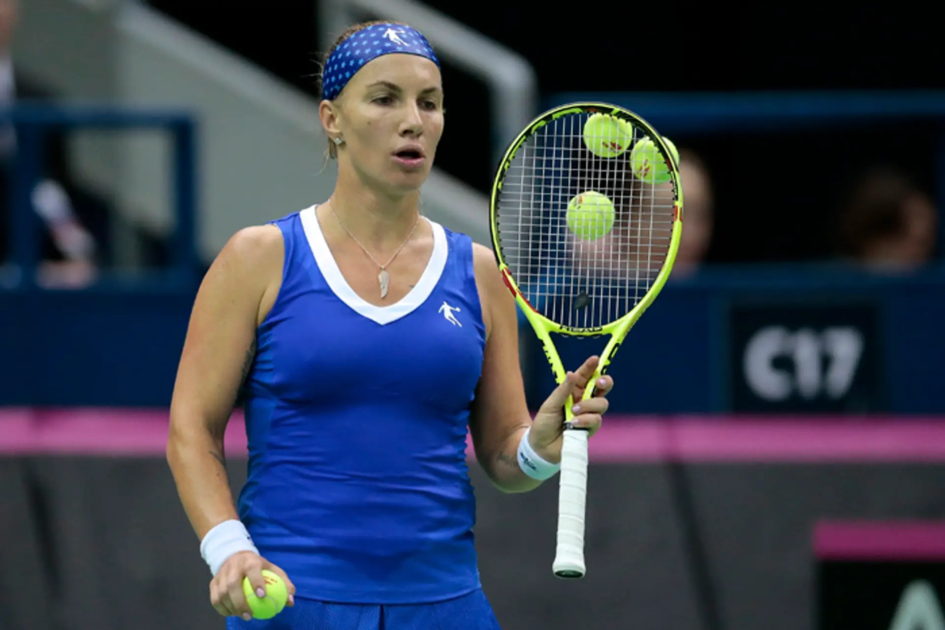 Ruska Svetlana Kuznecovová počas fedcupového zápasu proti Holandsku.