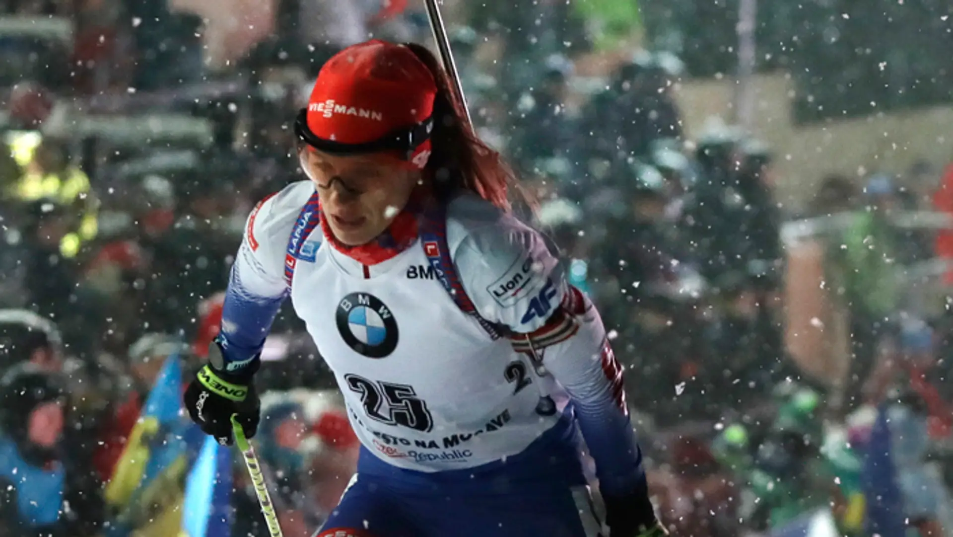 Biatlonistka Paulína Fialková v šprinte v Novom Měste na Moravě..