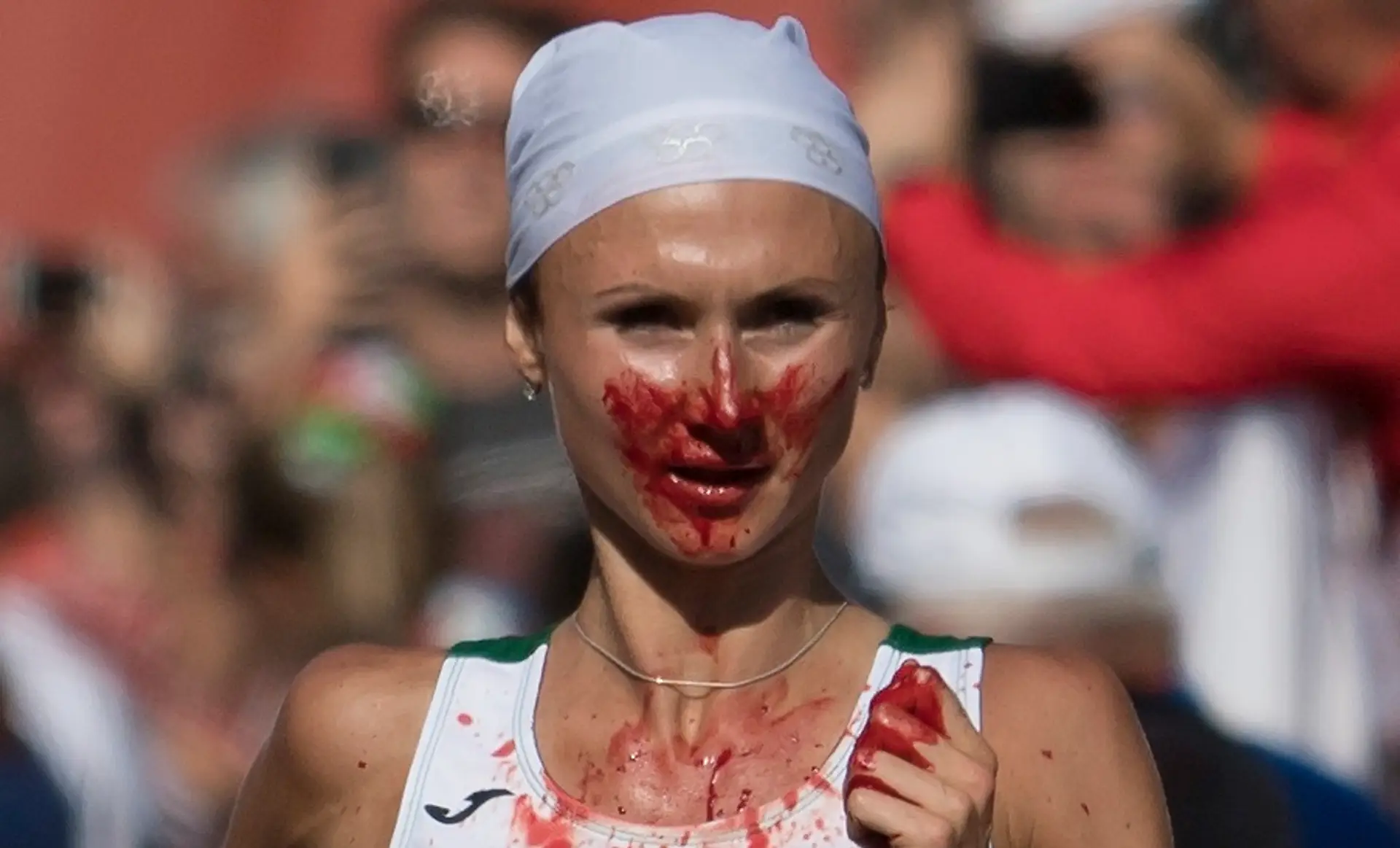 Bieloruská bežkyňa Volha Mazuronaková počas maratónu na ME. 