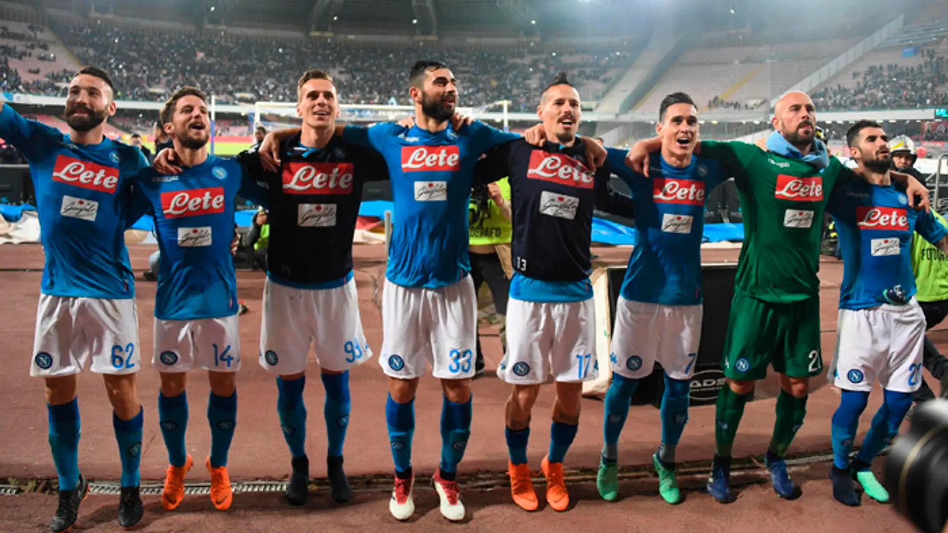 Marek Hamšík so spoluhráčmi z SSC Neapol.