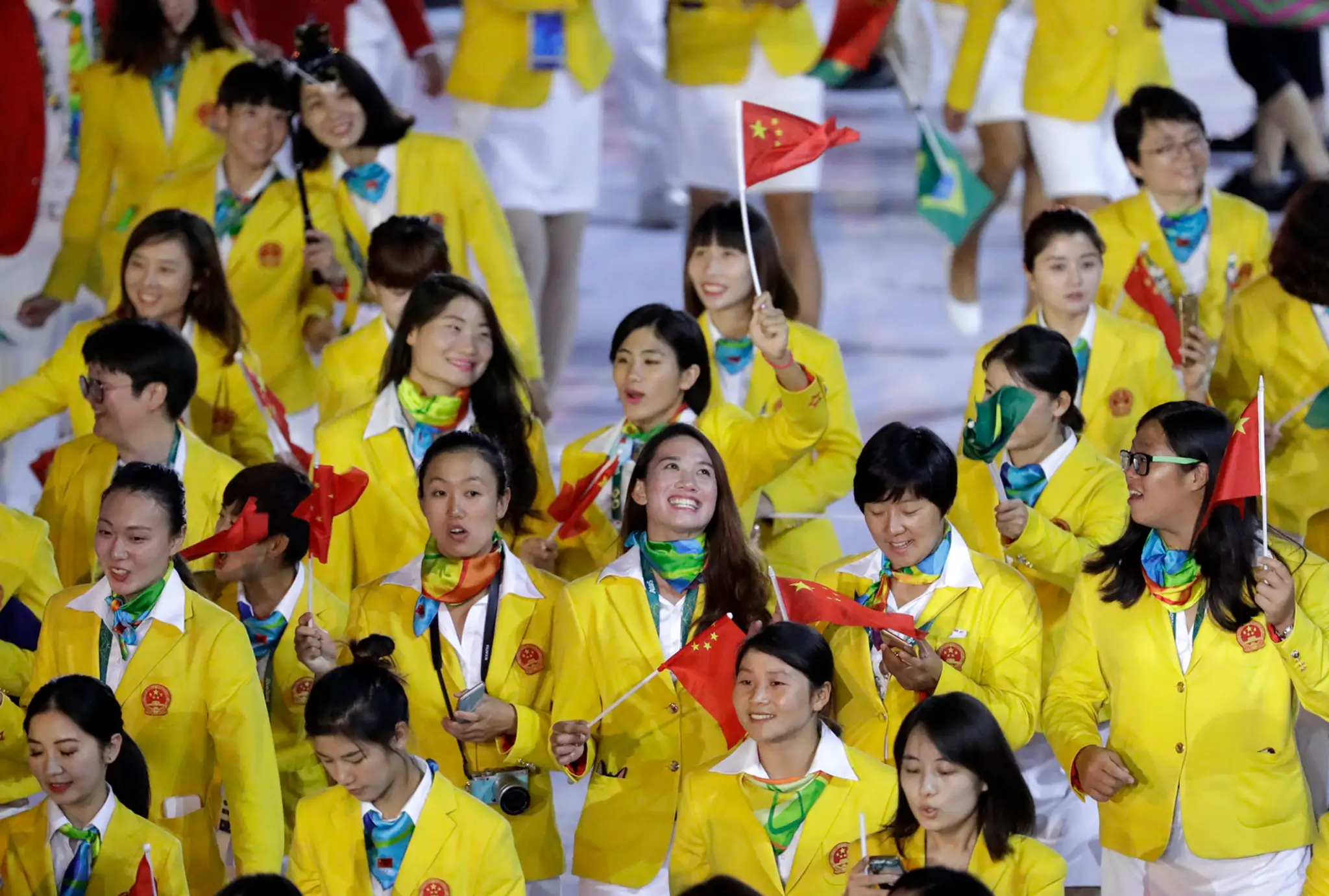 Čínska výprava počas otváracieho ceremoniálu OH v Riu.