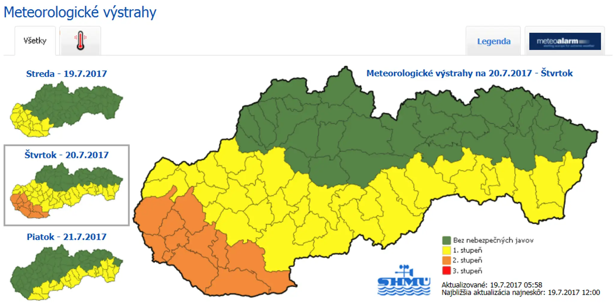 Výstraha na zajtra (20.7.)