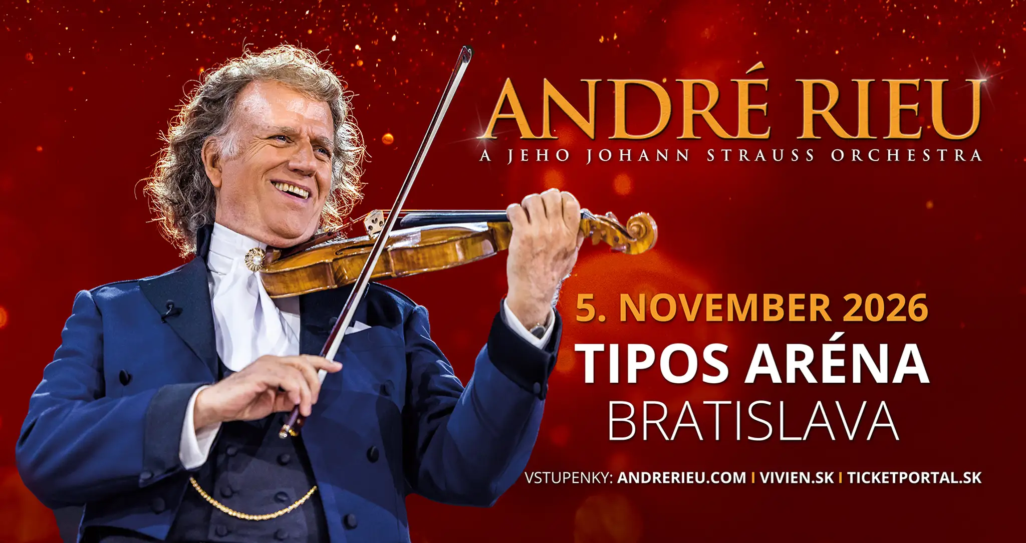 Valčíky, emócie a veľkolepá show: André Rieu vystúpi na Slovensku aj v roku 2026 