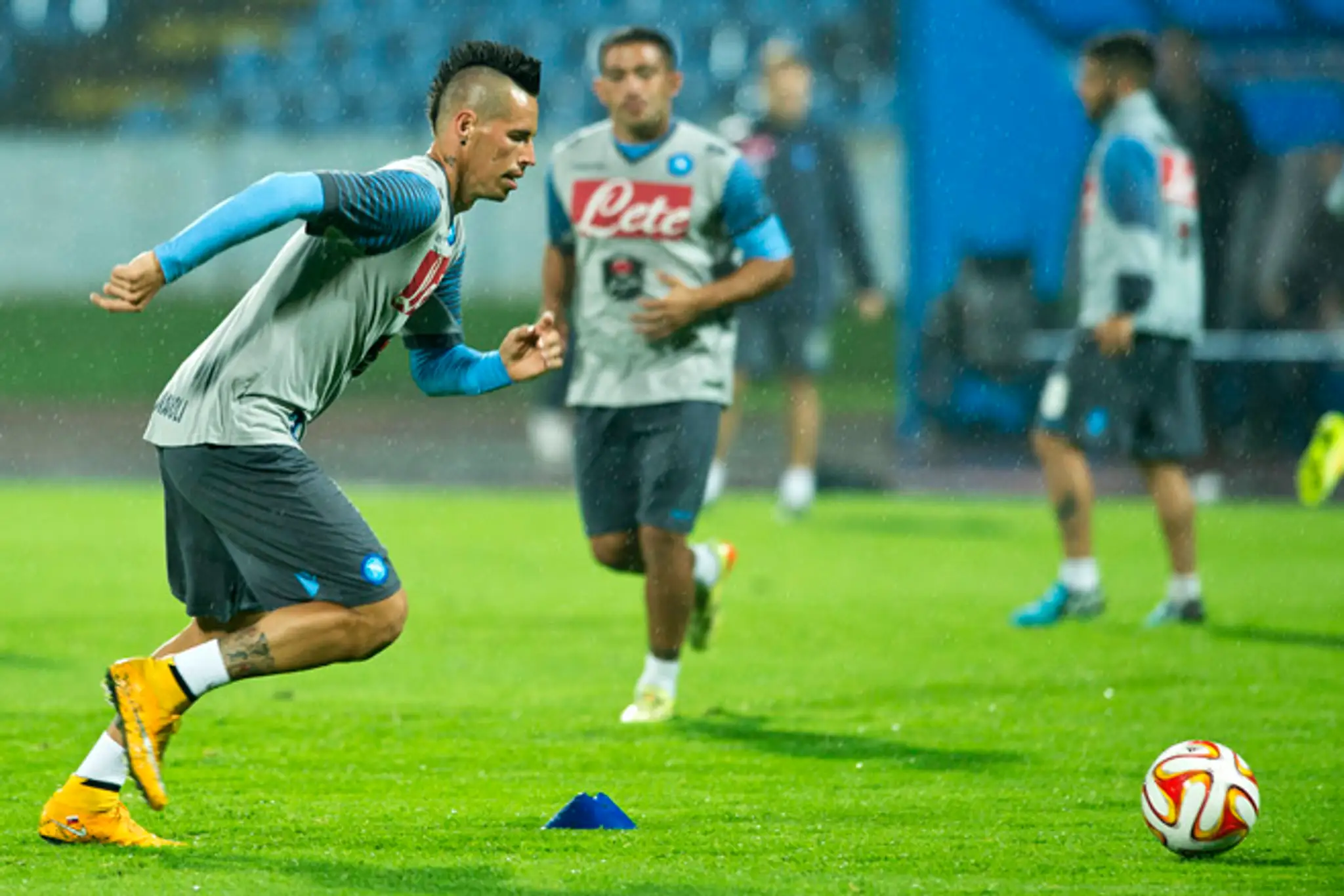 Marek Hamšík počas tréningu pred zápasom proti Slovanu.
