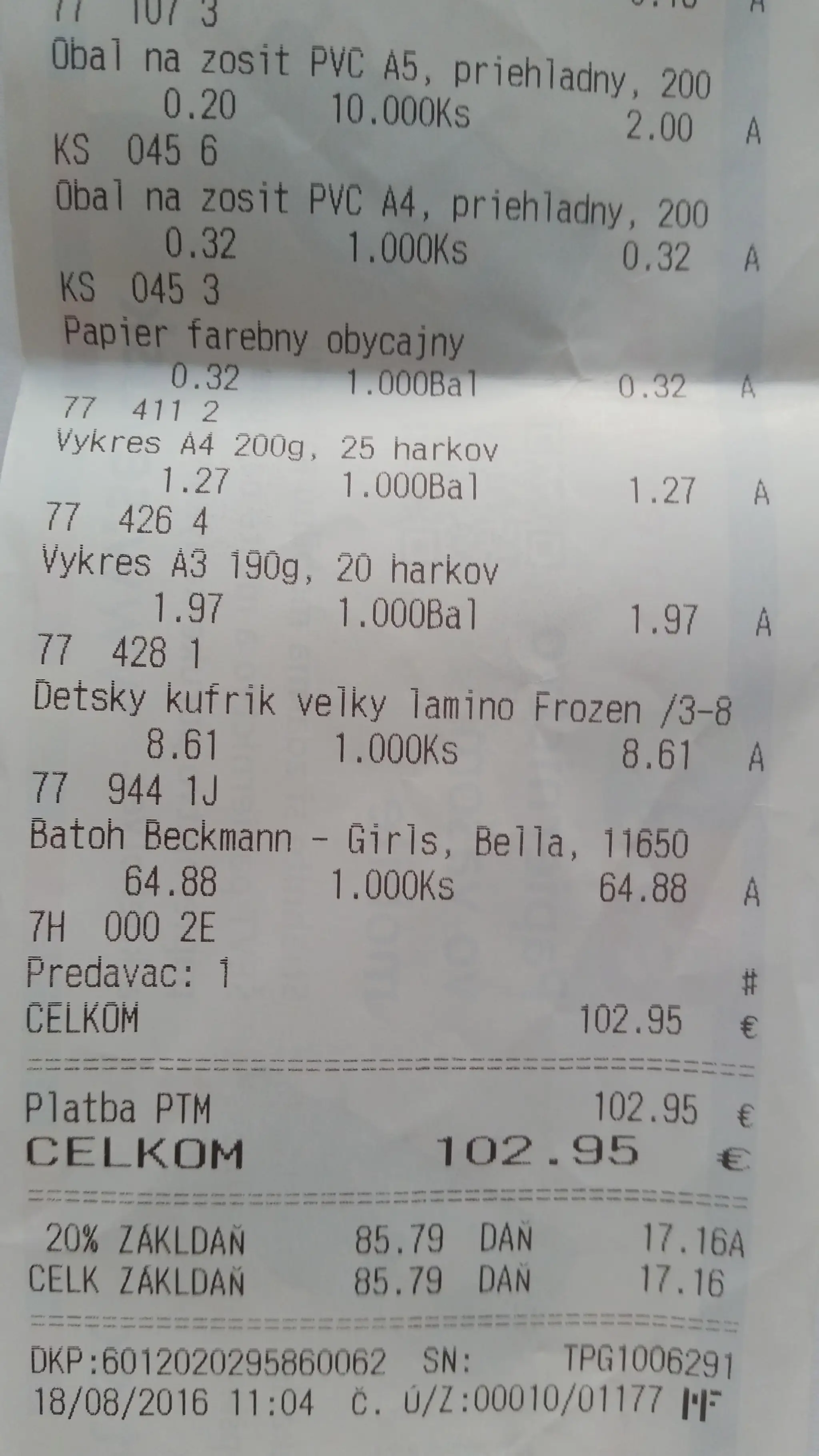 Nákup školských pomôcok.