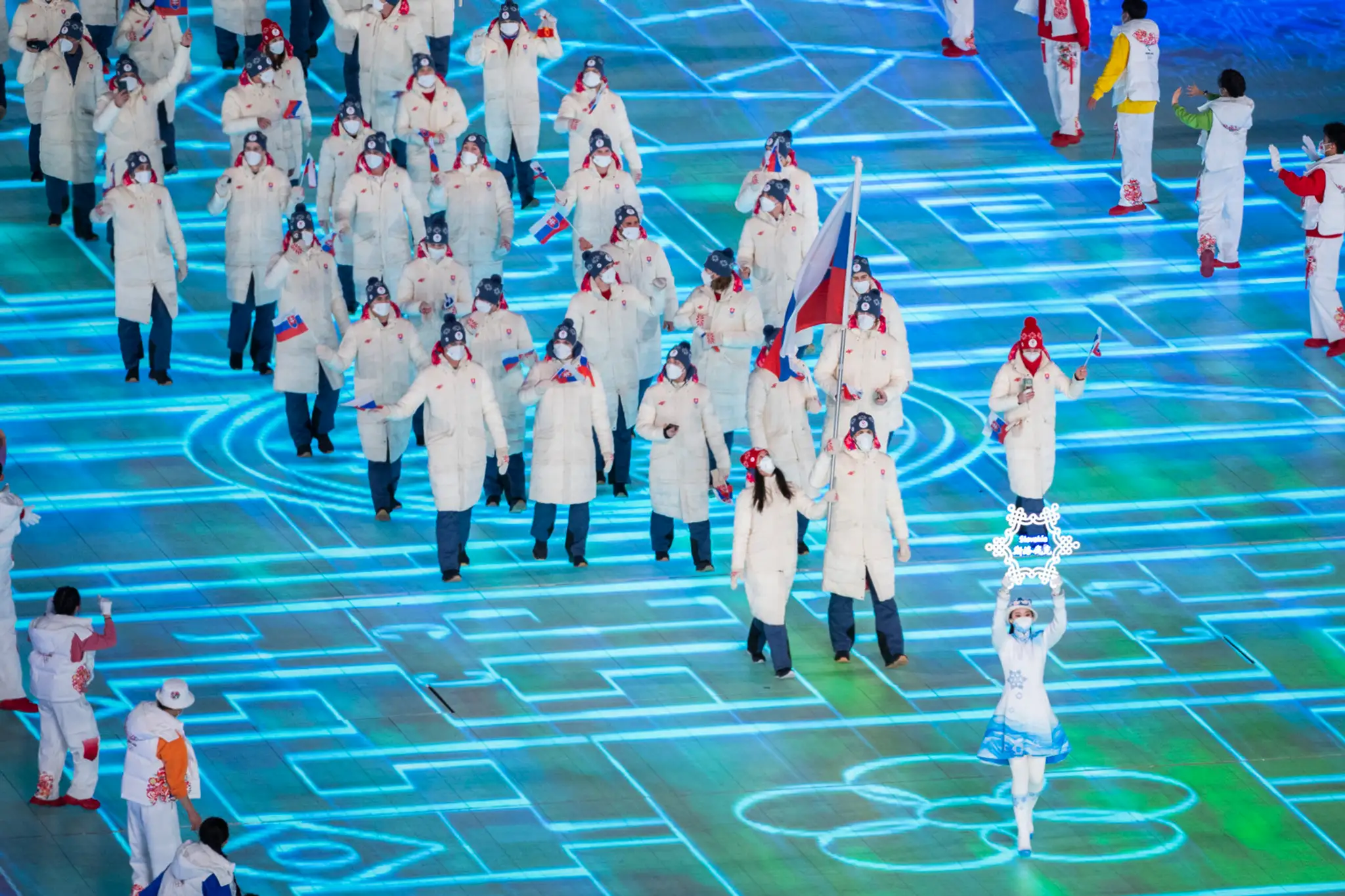 Slovenská výprava na otváracom ceremoniáli ZOH 2022.